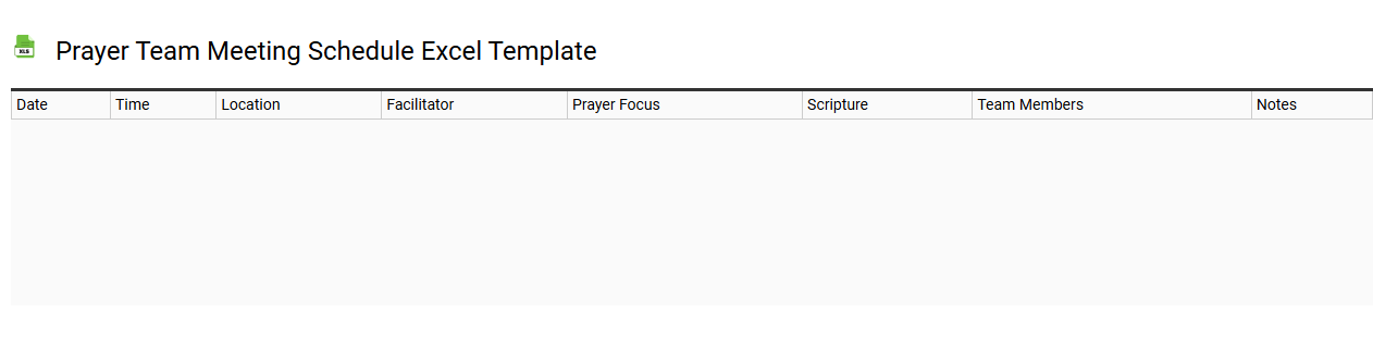 Prayer team meeting schedule Excel template
