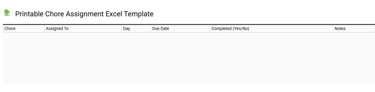 Printable chore assignment Excel template