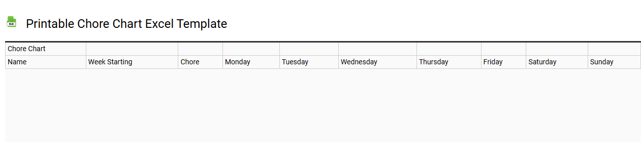 Printable chore chart Excel template