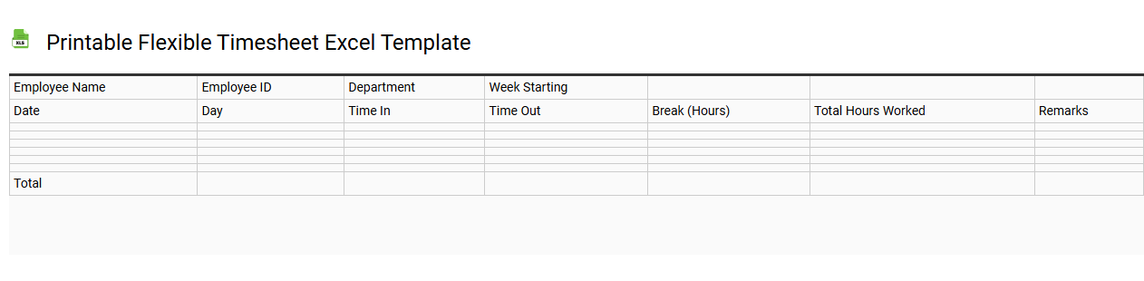 Printable flexible timesheet Excel template