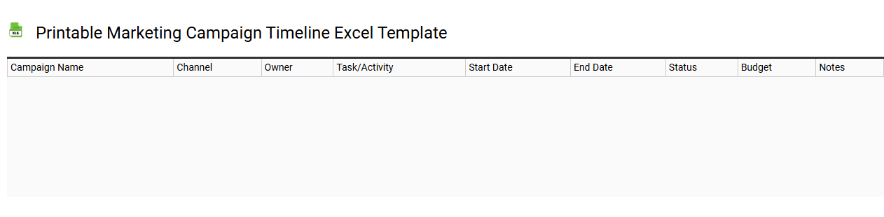Printable marketing campaign timeline Excel template