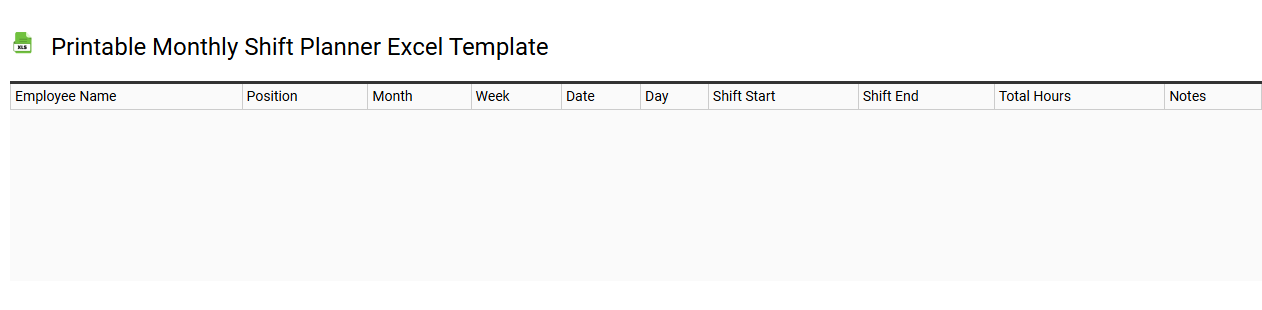 Printable monthly shift planner Excel template