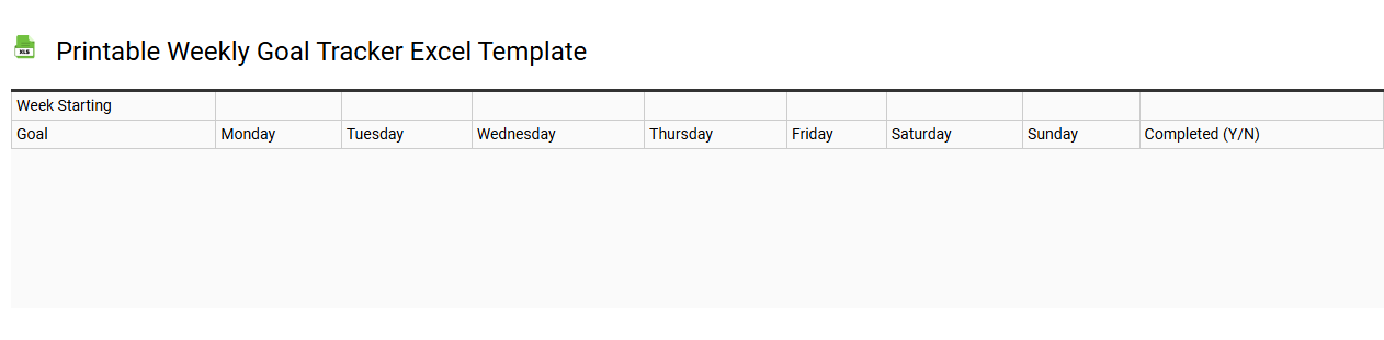 Printable weekly goal tracker Excel template