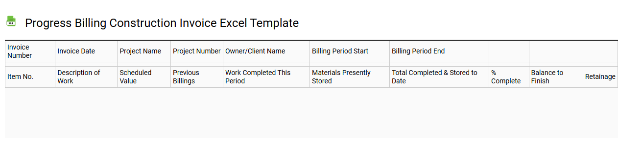 Progress billing construction invoice Excel template