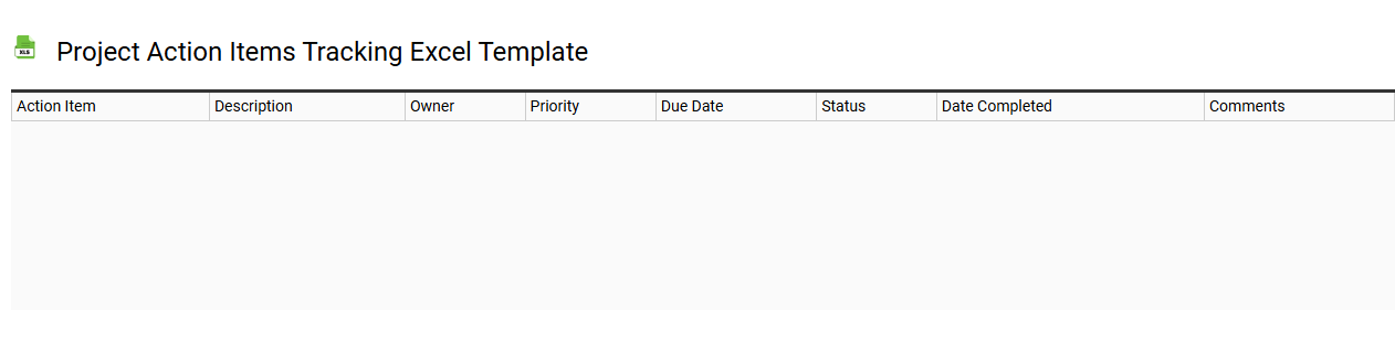 Project action items tracking Excel template