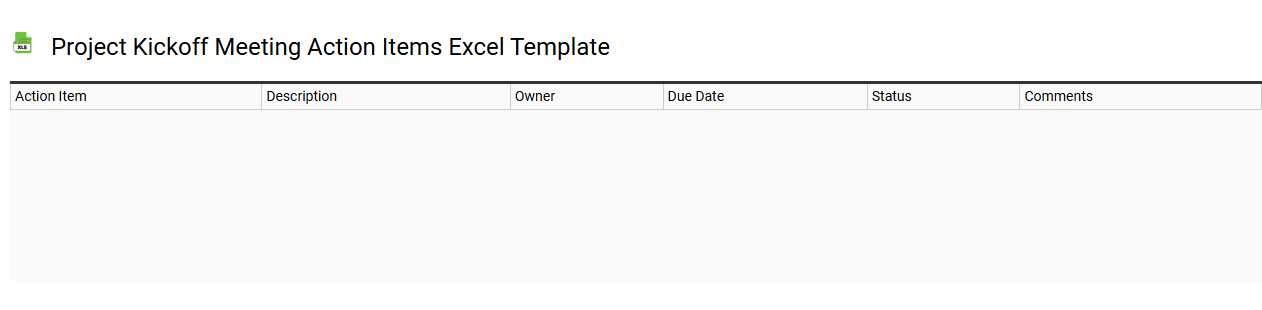Project kickoff meeting action items Excel template