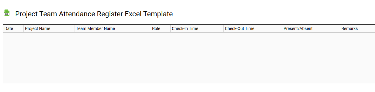 Project team attendance register Excel template