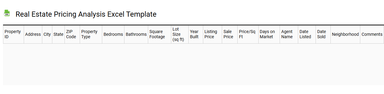 Real estate pricing analysis Excel template