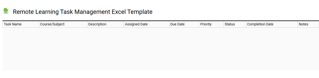 Remote learning task management Excel template