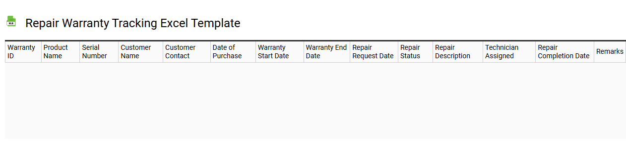 Repair warranty tracking Excel template
