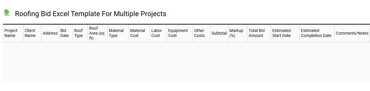 Roofing bid Excel template for multiple projects