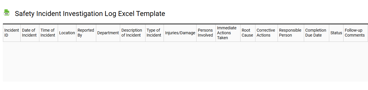 Safety incident investigation log Excel template