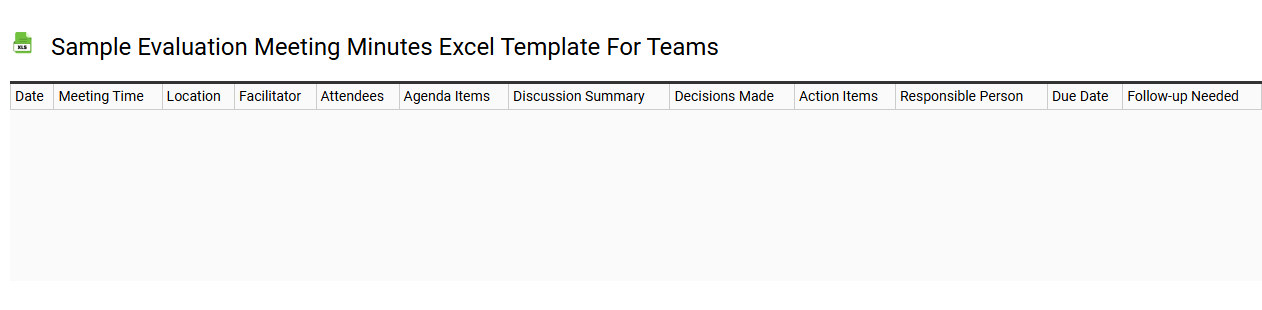 Sample evaluation meeting minutes Excel template for teams