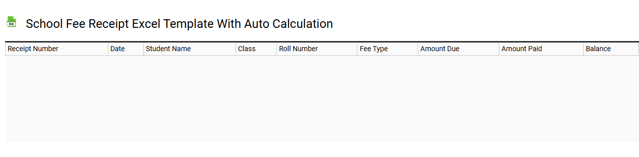 School fee receipt Excel template with auto calculation