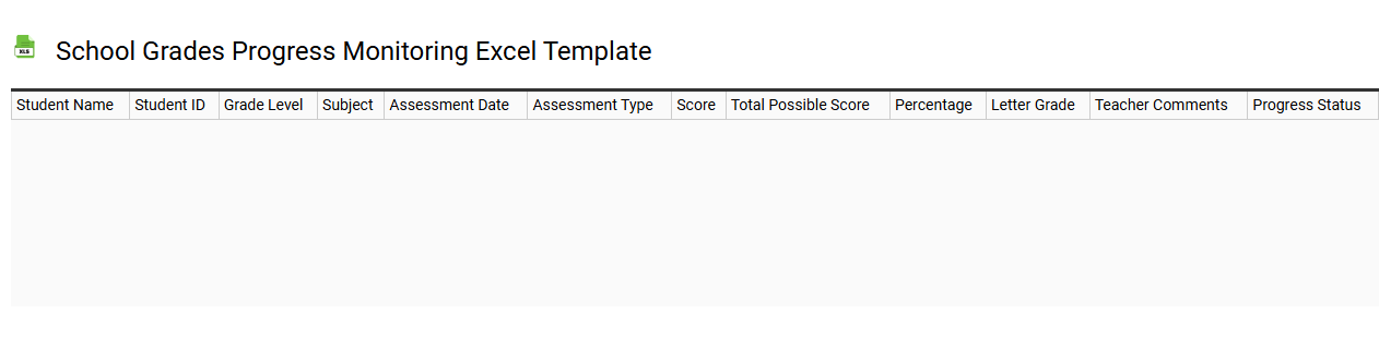 School grades progress monitoring Excel template