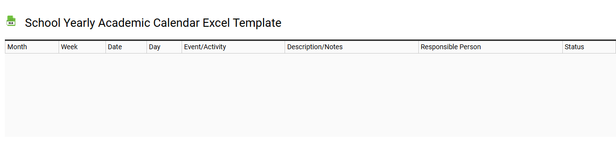 School yearly academic calendar Excel template