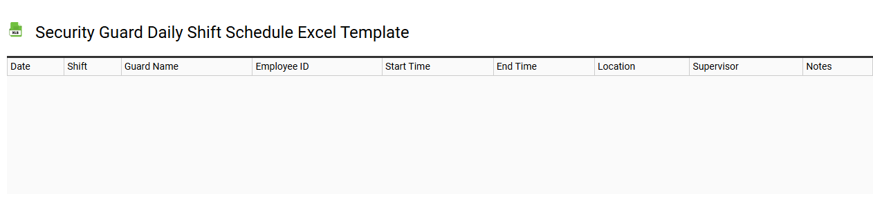 Security guard daily shift schedule Excel template
