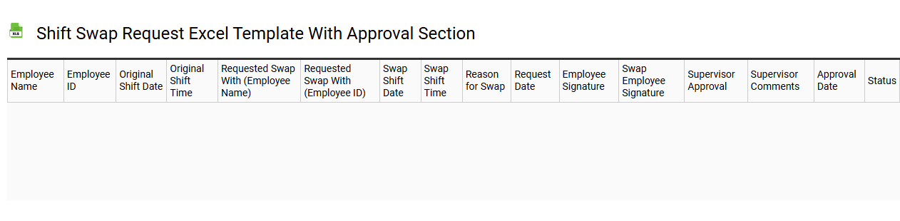 Shift swap request Excel template with approval section