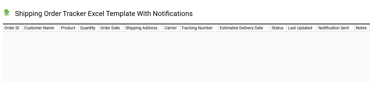 Shipping order tracker Excel template with notifications