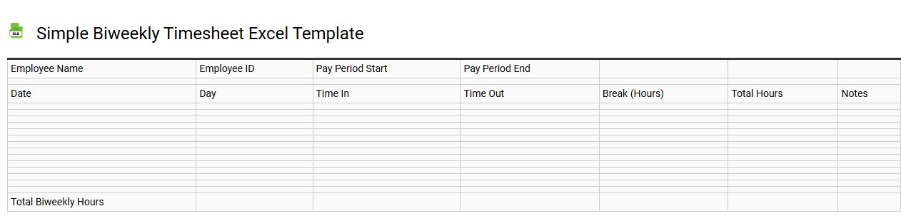Simple biweekly timesheet Excel template