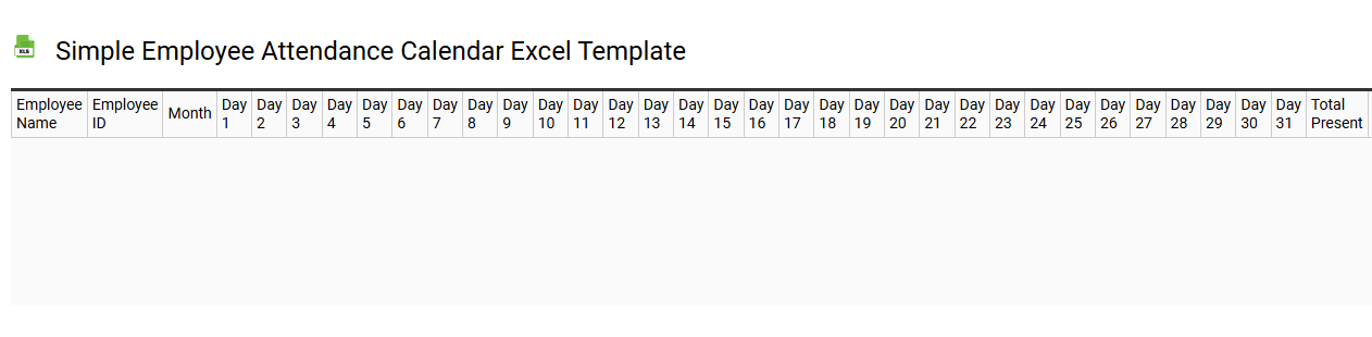Simple employee attendance calendar Excel template
