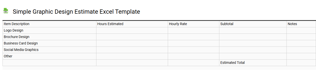 Simple graphic design estimate Excel template
