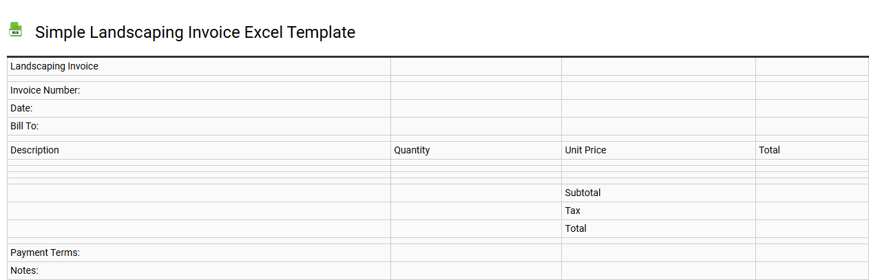 Simple landscaping invoice Excel template