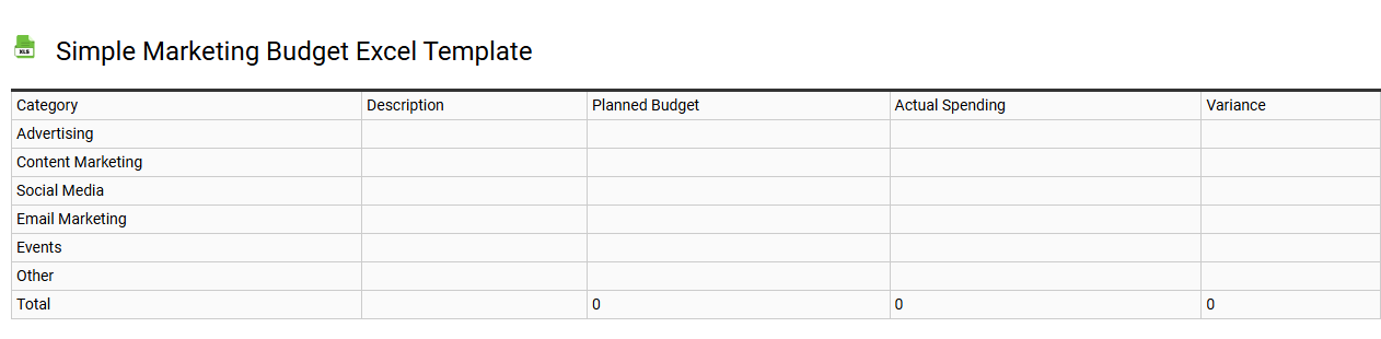 Simple marketing budget Excel template