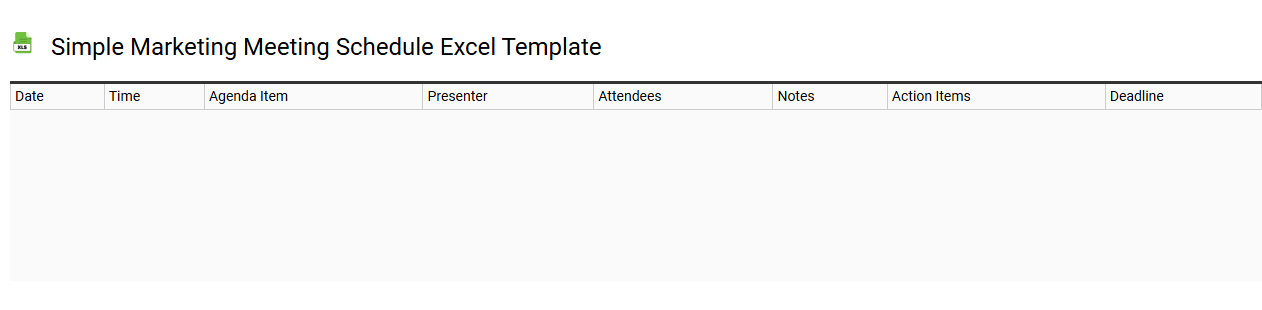 Simple marketing meeting schedule Excel template