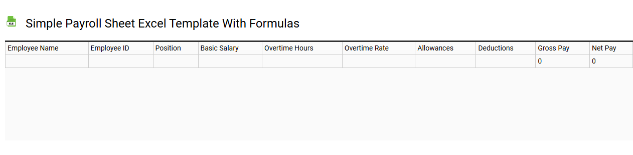 Simple payroll sheet Excel template with formulas