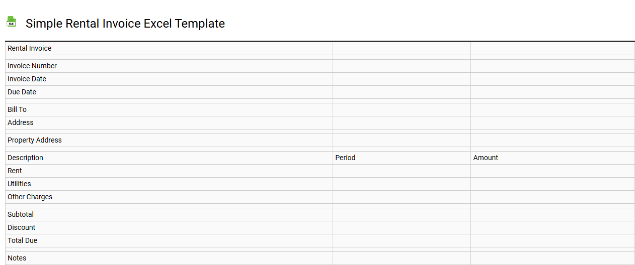 Simple rental invoice Excel template