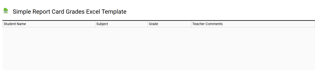 Simple report card grades Excel template
