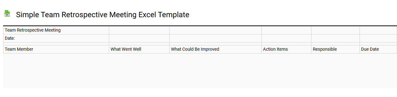 Simple team retrospective meeting Excel template