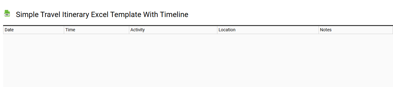 Simple travel itinerary Excel template with timeline