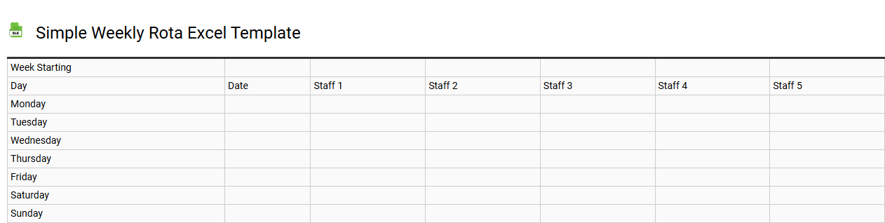 Simple weekly rota Excel template