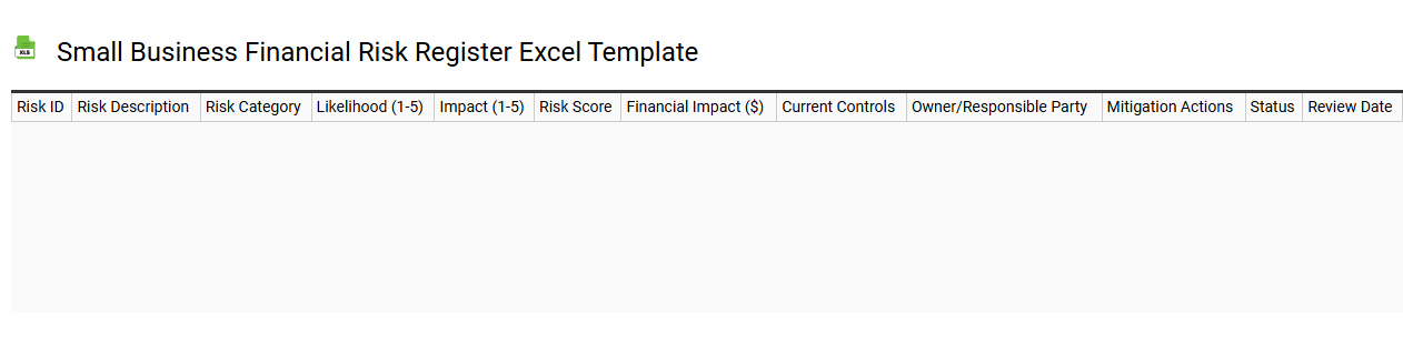 Small business financial risk register Excel template