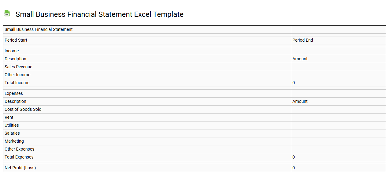 Small business financial statement Excel template