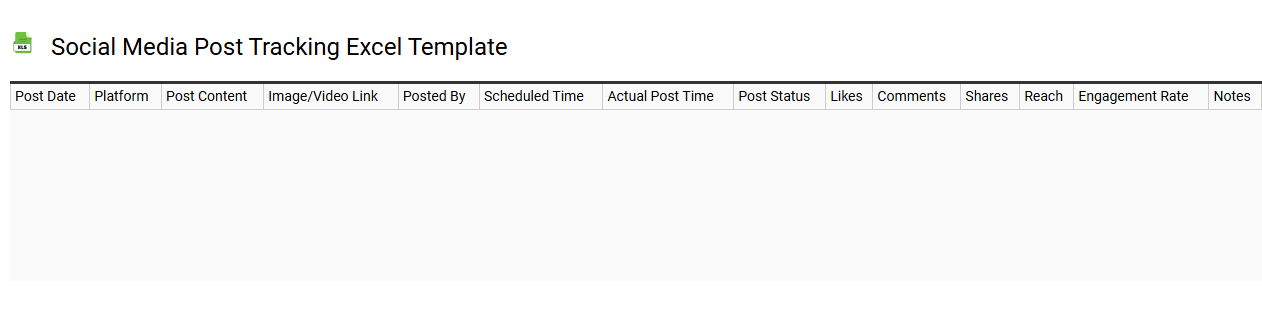 Social media post tracking Excel template