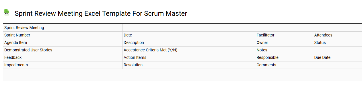 Sprint review meeting Excel template for scrum master