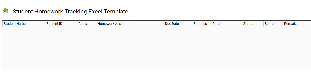 Student homework tracking Excel template