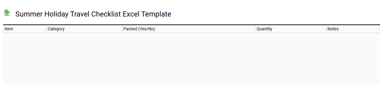 Summer holiday travel checklist Excel template