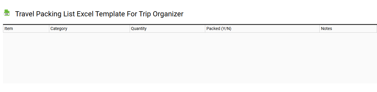 Travel packing list Excel template for trip organizer