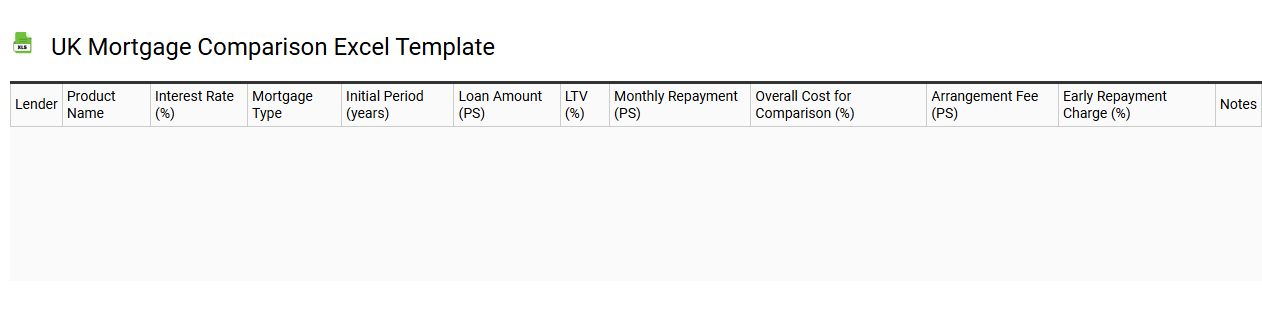 UK mortgage comparison Excel template