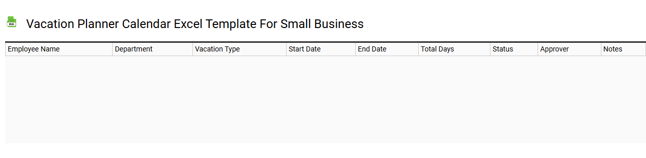 Vacation planner calendar Excel template for small business