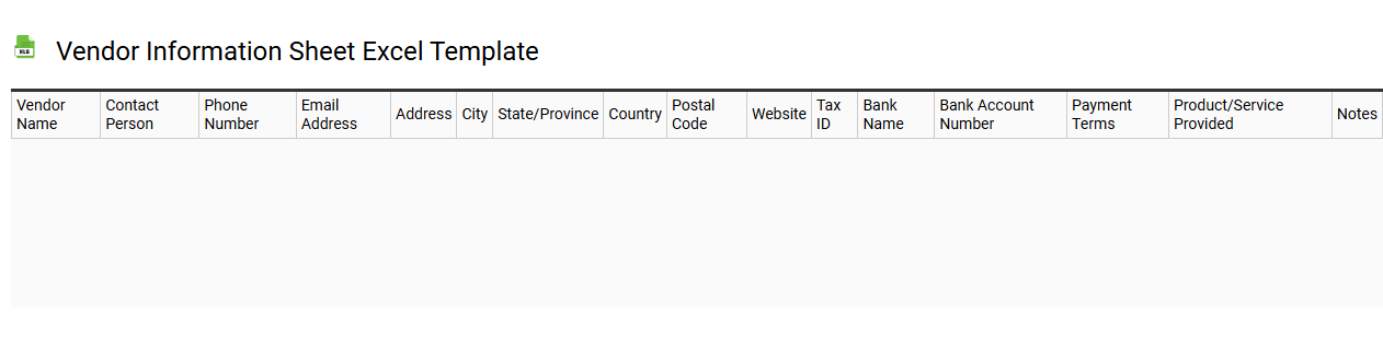 Vendor information sheet Excel template