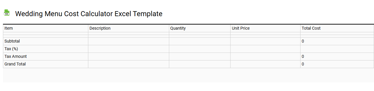 Wedding menu cost calculator Excel template