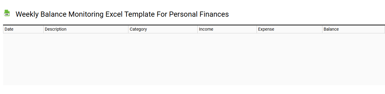 Weekly balance monitoring Excel template for personal finances
