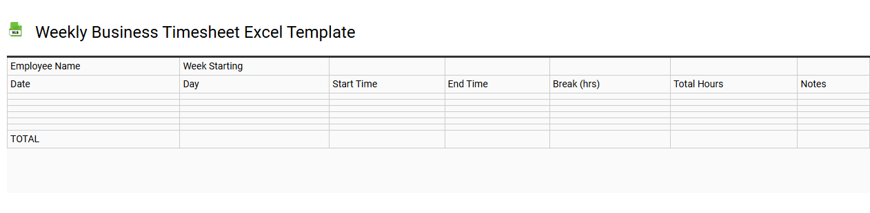 Weekly business timesheet Excel template