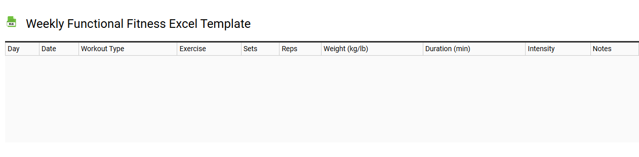 Weekly functional fitness Excel template