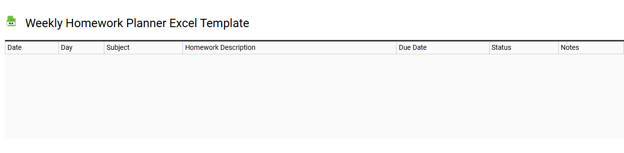 Weekly homework planner Excel template